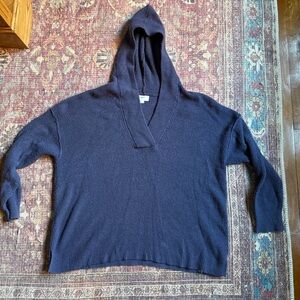 Aerie Cozy Up Women’s Large Navy Blue Waffle Sweater Hoodie V Neck